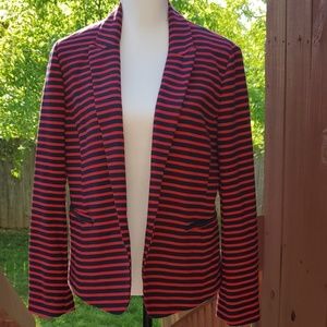 Loft red and navy striped blazer